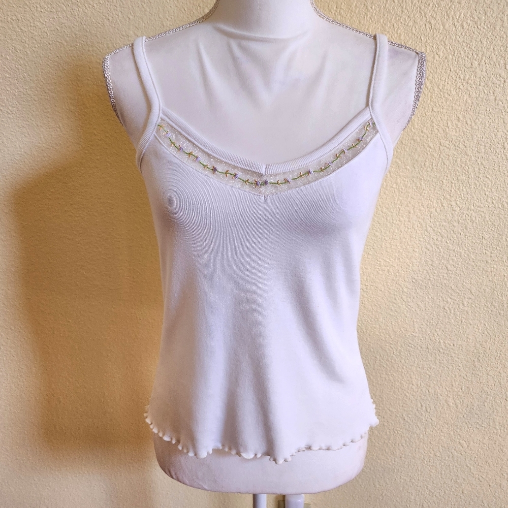 White Camisole with Mesh Detail